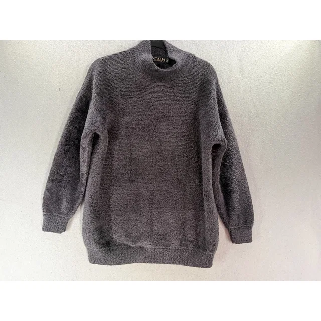 Vtg Escada Margaretha Ley Boucle Sweater Womens 34 Mock Neck Wool Blend Plush in gray Wool from Poshmark