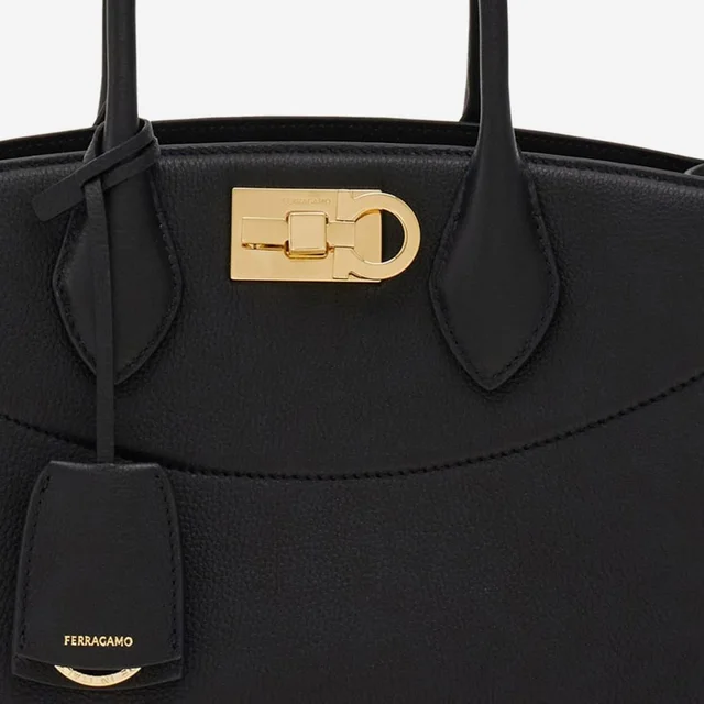 Ferragamo Textured Calfskin Top Handle Bag — Black in Black Calfskin from HEWI, photo 2 of 2
