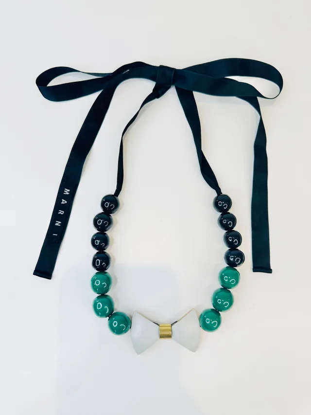 Marni Silk Ribbon & Bead Necklace in Silk from Edit Second Hand