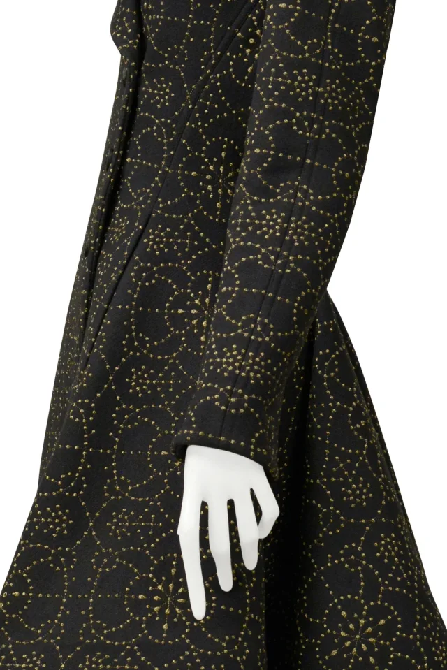 Alaïa Black Coat With Metallic Gold Embroidery in Black Cashmere from Resurrection Vintage, photo 8 of 12