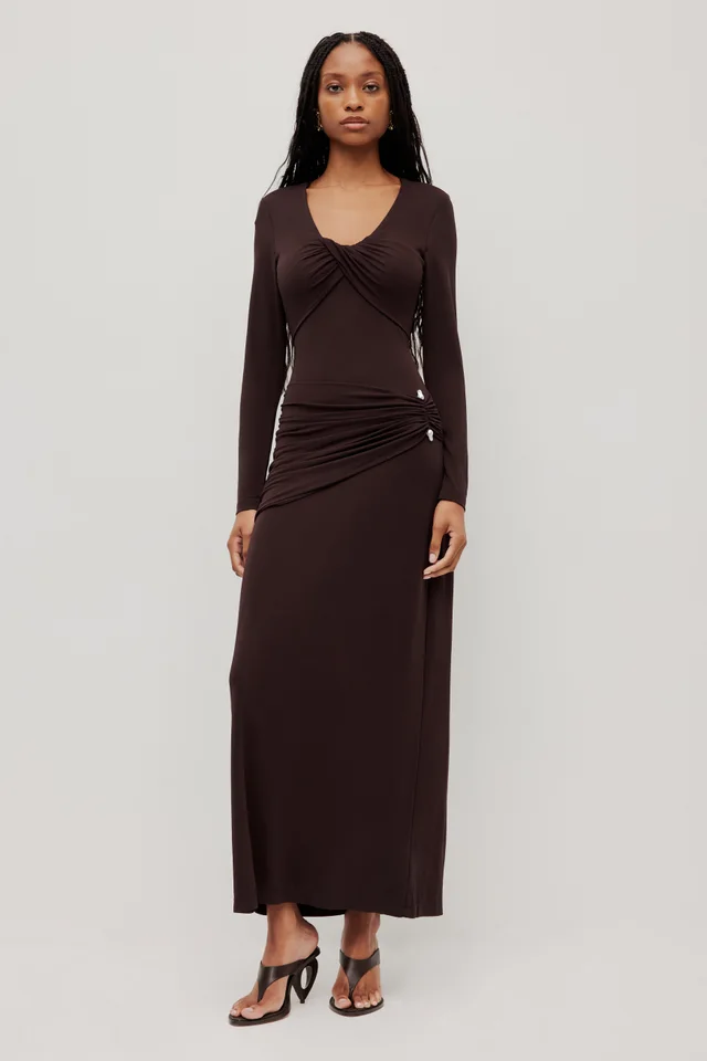 Aje Studio Ember Long Sleeve Maxi Dress in Brown from Aje, photo 1 of 1
