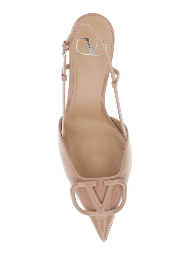 VALENTINO GARAVANI pink Pumps with VLogo on the front in patent leather for women in Beige, photo 7 of 8 from Gaudenzi Boutique