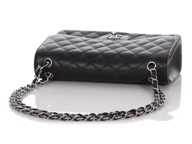 Chanel Jumbo Black Quilted Caviar Classic Double Flap in Black Caviar leather from Ann's Fabulous Finds, photo 2 of 2