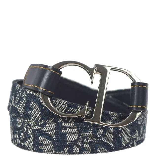 Dior 2004 Navy Trotter Belt #85 in Navy Canvas from AMORE Vintage Tokyo