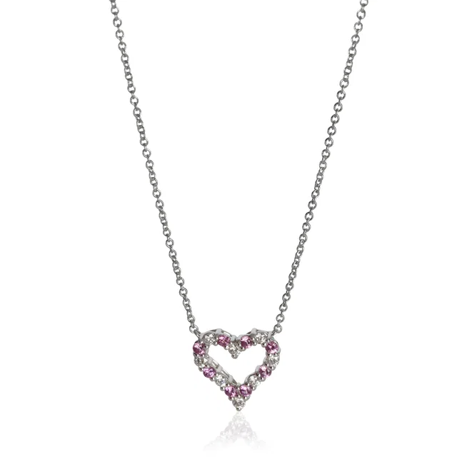 Tiffany & Co. Platinum Pink Sapphire And Diamond Heart Necklace 950 in Pink from HEWI