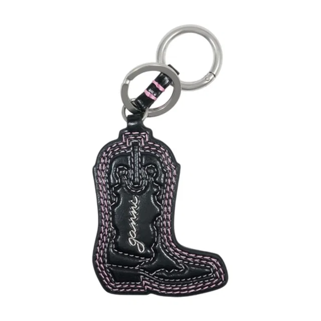 GANNI Western Boot Leather Key Case — Pink Calfskin Belt in Pink Calfskin from HEWI