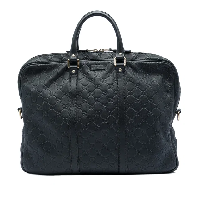 Black Gucci Guccissima Business Bag in Black Leather from Designer Revival