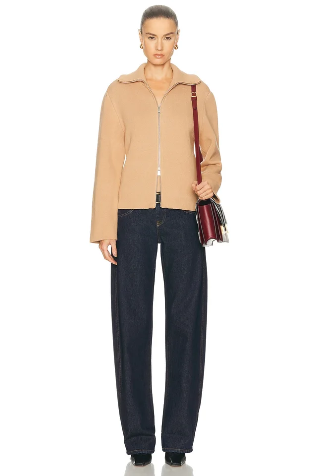 L'Academie by Marianna Avey Zip Cardigan in Brown, photo 2 of 2 from FWRD