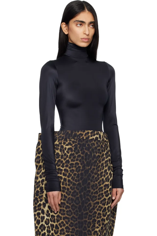 MARIE ADAM-LEENAERDT Black High Neck Body Zip Cover Top, photo 2 of 5 from SSENSE