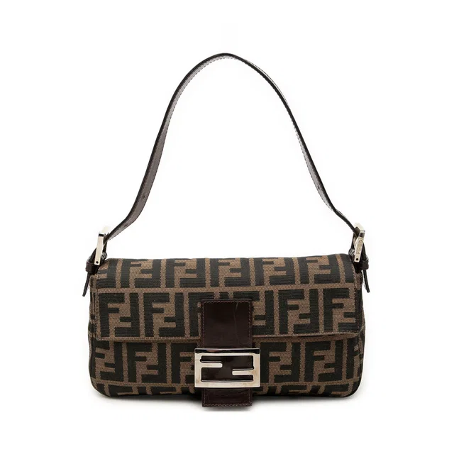Brown Fendi Zucca Canvas Baguette Shoulder Bag in Brown Canvas from Designer Revival