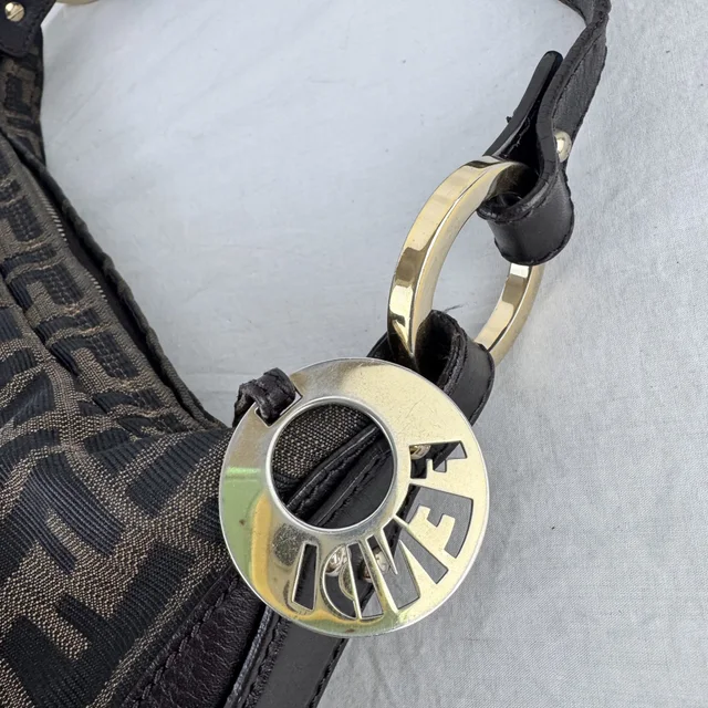 Fendi Tobacco Zucca Medium Chef Shoulder Bag in Calfskin leather, Metal, zucca canvas from Reowned, photo 9 of 13