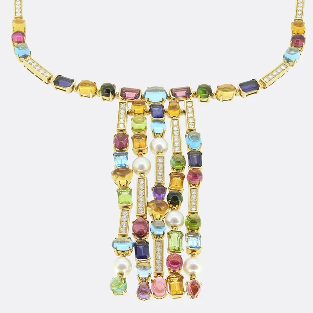 Bvlgari Allegra Multi-Gemstone Necklace in Leather from The Vintage Jeweller
