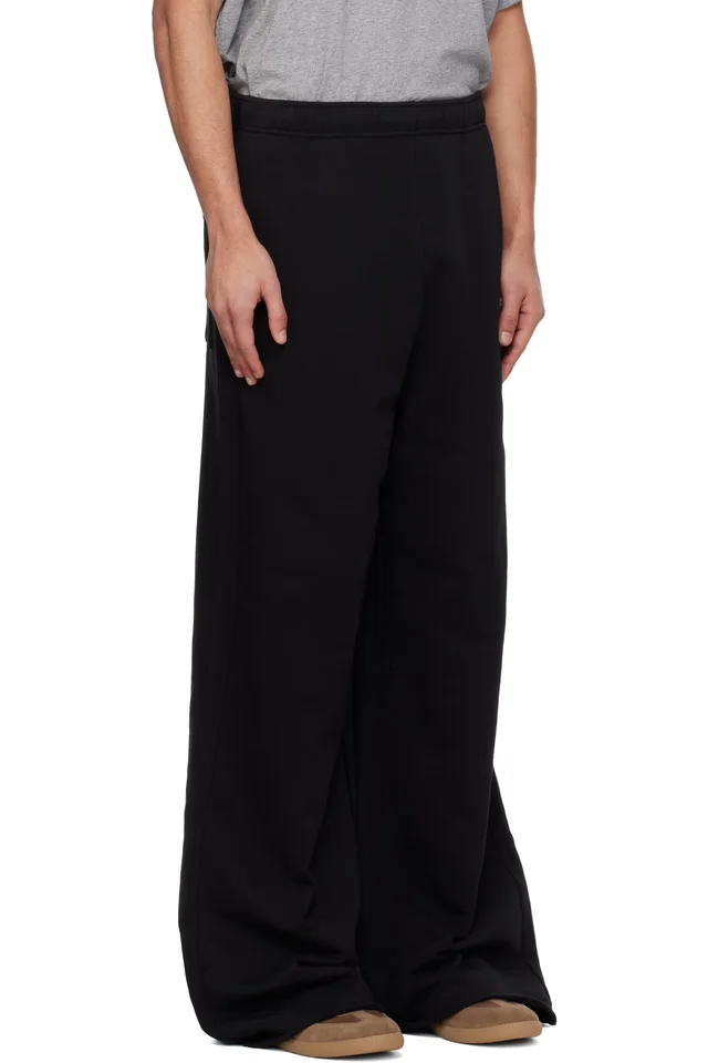 MM6 Maison Margiela Black Embroidered Logo Sweatpants, photo 2 of 4 from SSENSE