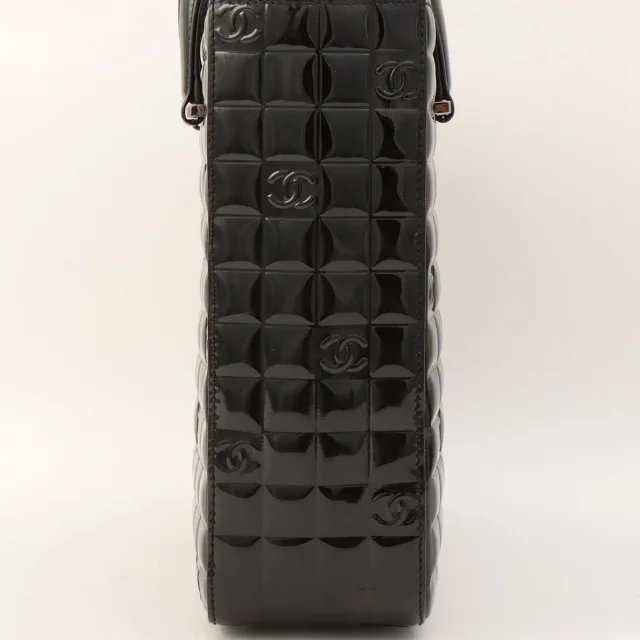 Chanel Circa 2001 Patent Chocolate Bar Handbag Black in Black Patent leather from VINTAGE QOO TOKYO, photo 3 of 11