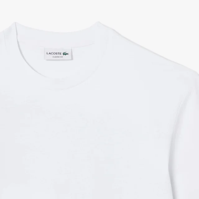 Lacoste Printed Cotton T-Shirt in White Midweight organic cotton jersey, photo 6 of 8 from Lacoste