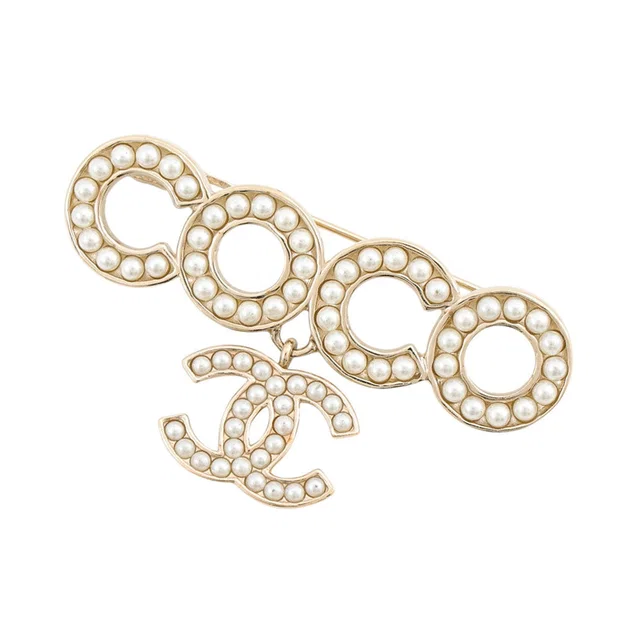 Chanel Brooch CC Logo Faux PearlAB5646 Metal Faux Pearl from GALLERY RARE