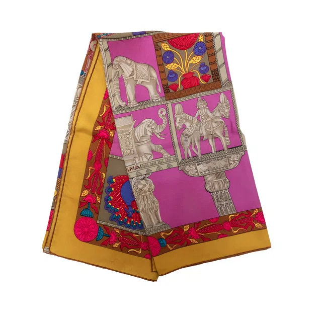 Pink Hermès Torana Silk Scarf 90 Scarves in Pink Silk from Designer Revival