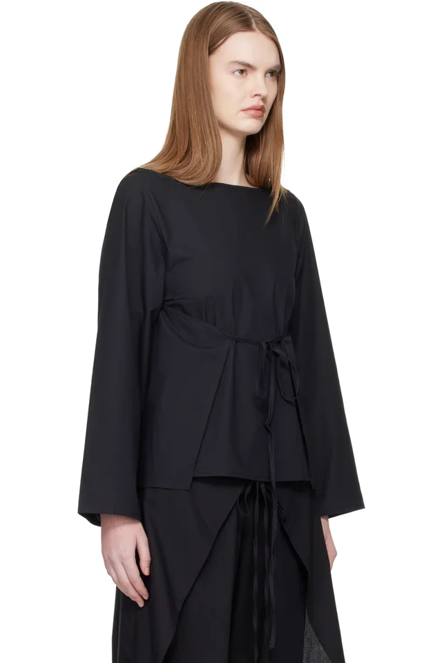 Baserange Black Decti Long Sleeve Top, photo 2 of 3 from SSENSE