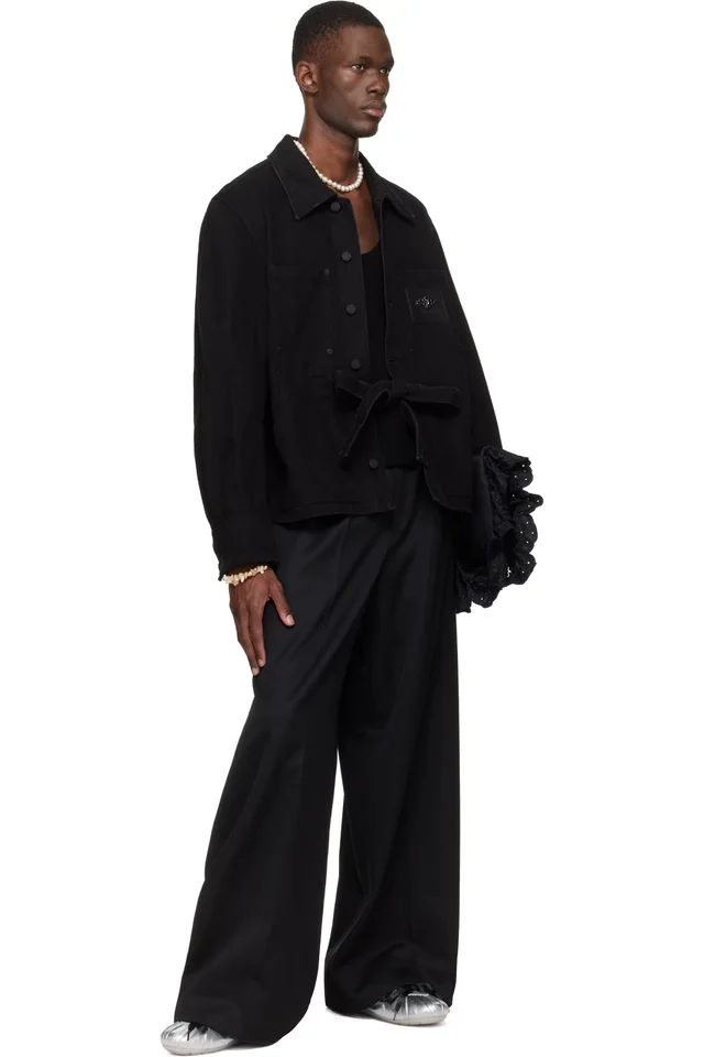 Simone Rocha Black Workwear Bow Denim Jacket, photo 4 of 4 from SSENSE