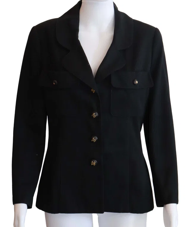 Chanel Black Jacket Sz 42 in Black Canvas from Luxury Promise