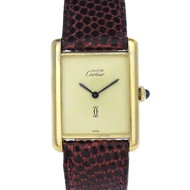 Cartier Must Tank LM 23mm Ref.6012981 Manual-winding Watch in Lizard from AMORE Vintage Tokyo