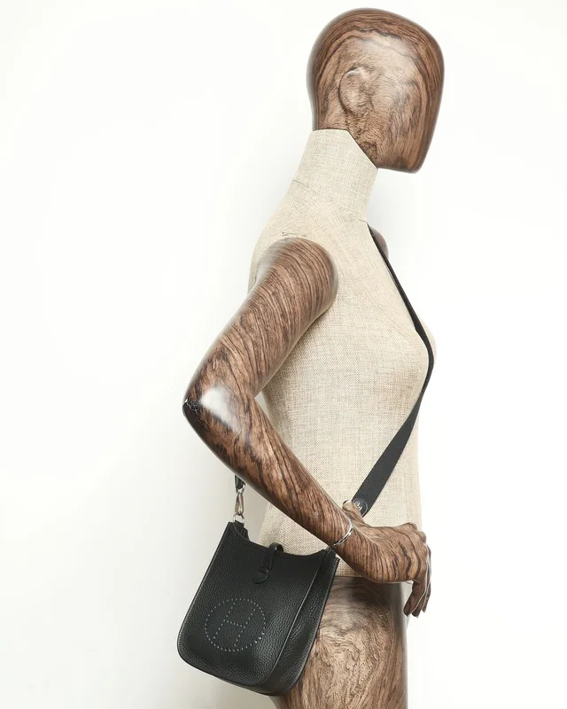 Hermès Evelyne 16 TPM Taurillion Clemence Noir Bag in Black Clemence leather from A Retro Tale, photo 10 of 10