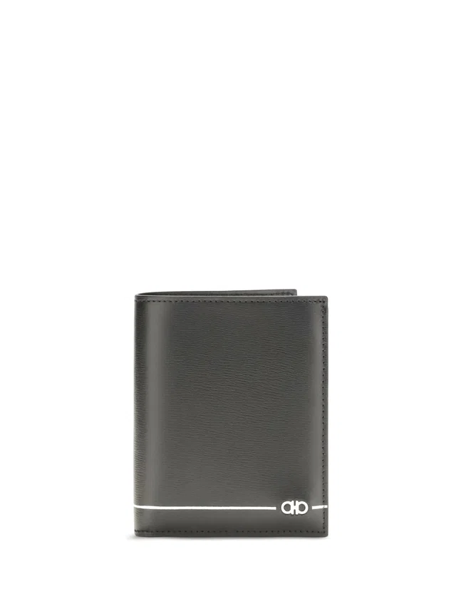 Ferragamo Gancini Wallet — Black Calf Leather Bos Taurus in Black Calfskin from HEWI