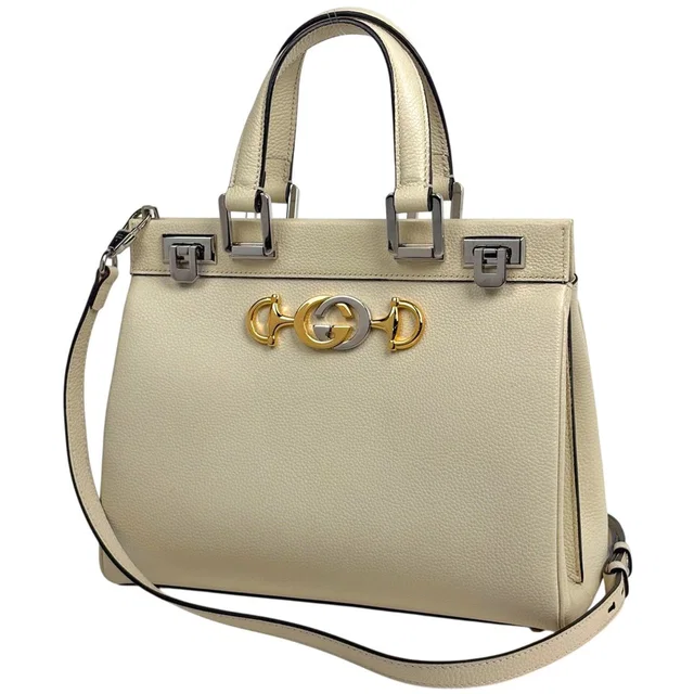 Gucci Zumi Small Handbag 2-Way Leather Ivory in White Leather from The Reluxe