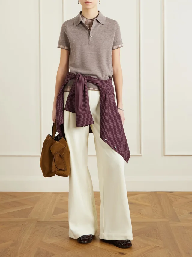 ACNE STUDIOS Layered checked wool polo shirt in Brown, photo 2 of 2 from NET-A-PORTER (Canada)