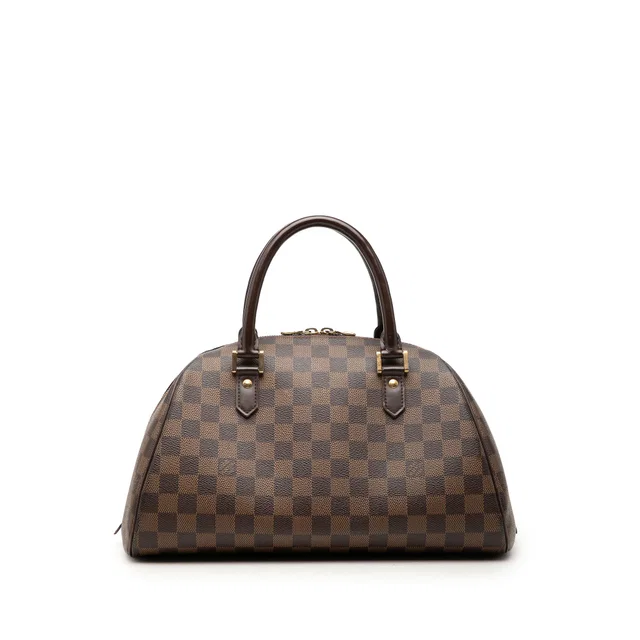 Brown Louis Vuitton Damier Ebene Ribera MM Handbag in Brown Canvas from Designer Revival