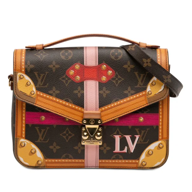 Brown Louis Vuitton Monogram Summer Trunks Pochette Metis Satchel in Brown Coated canvas from Designer Revival