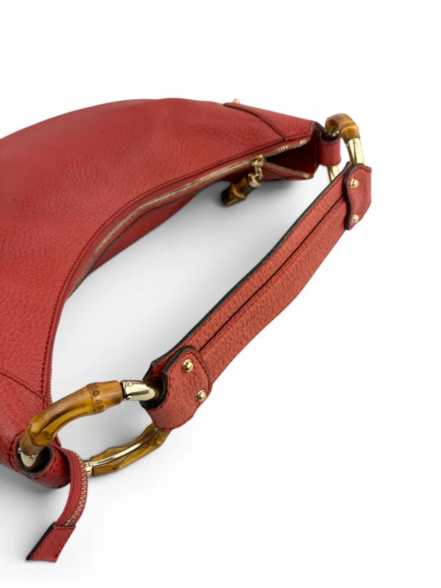 Gucci Pebbled Leather Bamboo Ring Hobo in Red Leather from Season 2 Consign, photo 1 of 1