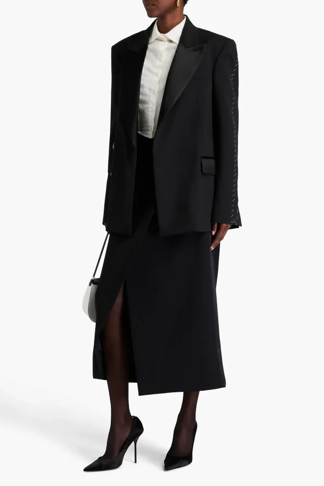 Peter Do Satin-Trimmed Twill Blazer in Black, photo 2 of 4 from THE OUTNET
