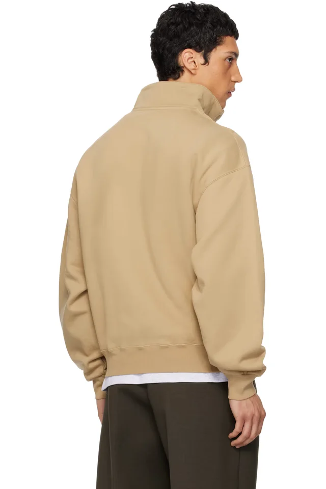 JACQUEMUS Tan 'The Gros Grain zipped-rollneck' Sweatshirt, photo 3 of 4 from SSENSE
