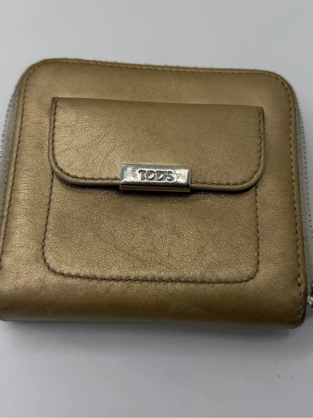 Tod's Metallic Bronze Leather Zip Coin Wallet in gold Leather from Poshmark