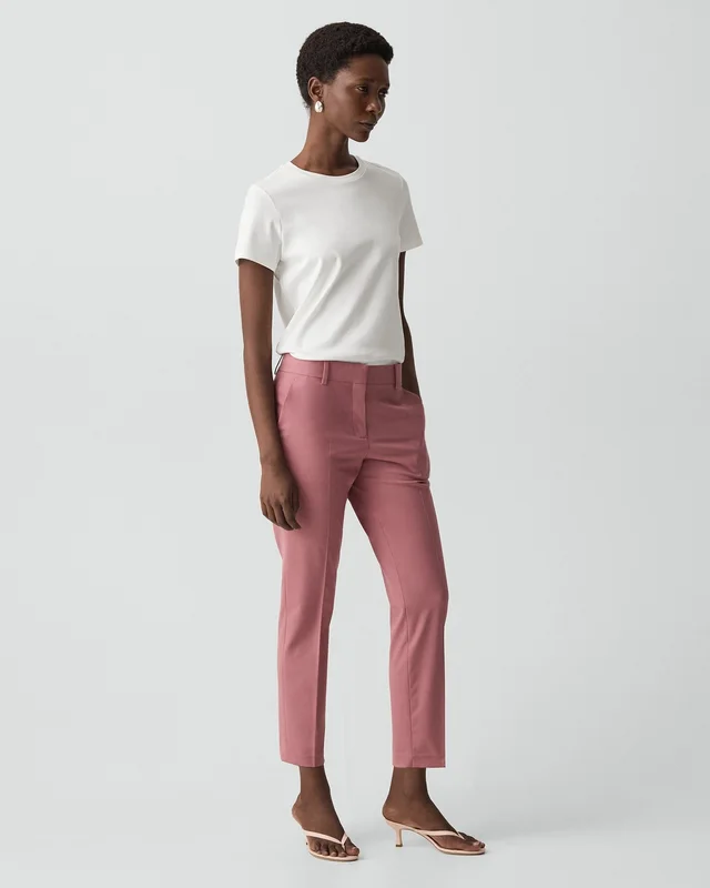 Theory Treeca Pant in Good Wool in DUSTY ROSE 96% Wool, 4% Elastane, photo 2 of 10 from Theory