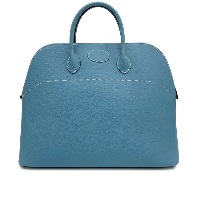 Hermès Bolide 45 Blue Jean Veau Epsom Hand Bag 2007 Square K Palladium Hardware in Blue Epsom leather from Luxury Promise