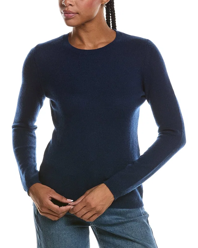 Forte Cashmere Basic Crewneck 100% Cashmere Sweater in //asset2.ruecdn.com/images/sw/141566/1415660650_RLSW_navy.jpg, image 1 of 1 from Gilt