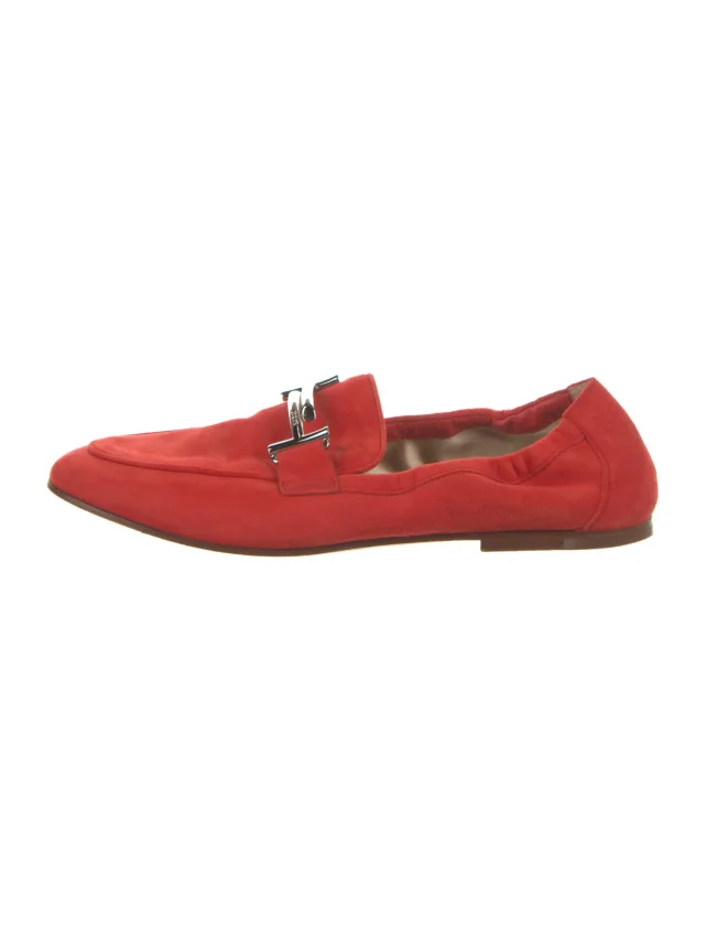 Tod's Suede Loafers in red Suede from The RealReal