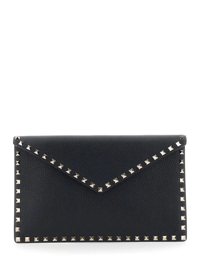 Valentino Garavani Clutch — Black Calf Leather in Black Calfskin from HEWI