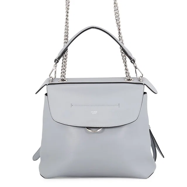 Fendi Tooth School Backpack Blue Gray8BZ042 Leather in Blue Leather from GALLERY RARE