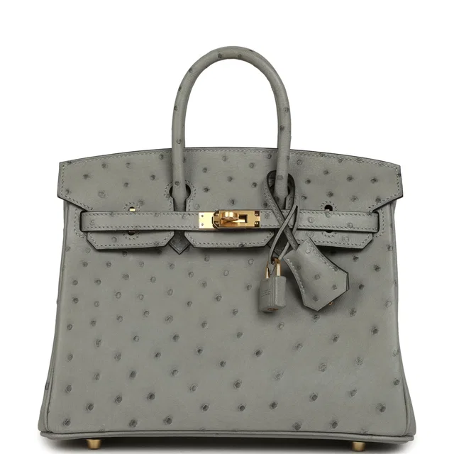 Hermès Birkin 25 Bleu Glacier Ostrich Gold Hardware in Blue Ostrich from Madison Avenue Couture