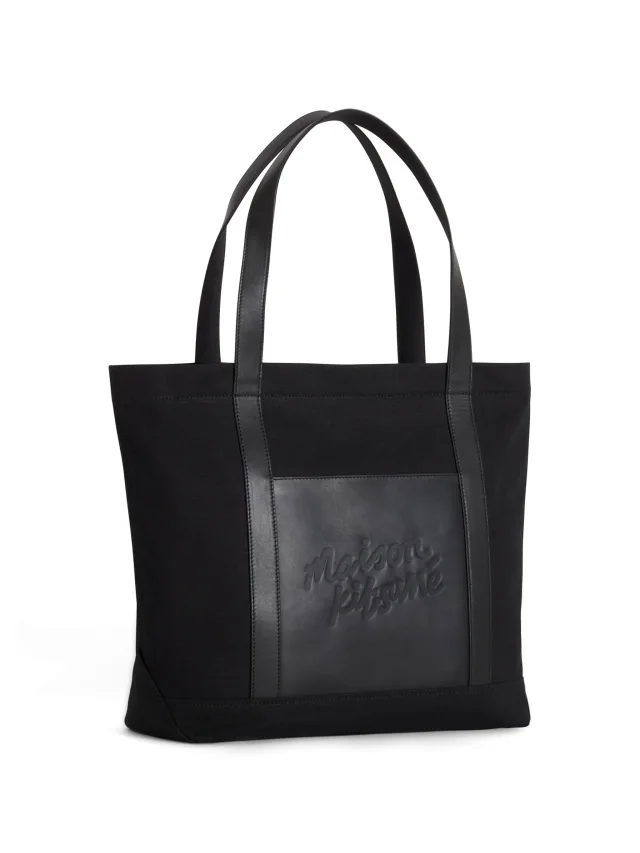 Maison Kitsuné large canvas tote bag in Black, photo 3 of 5 from FARFETCH