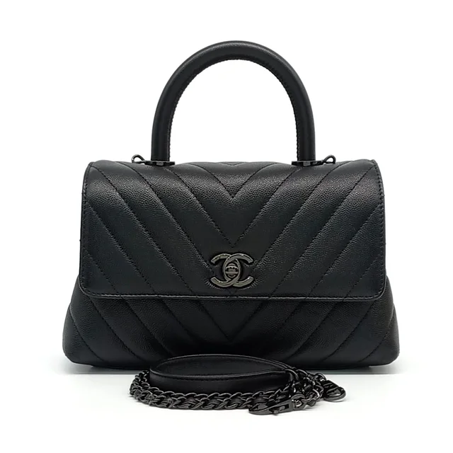 Chanel Caviar Chevron Coco Handle 23 A92990 from GUGUS