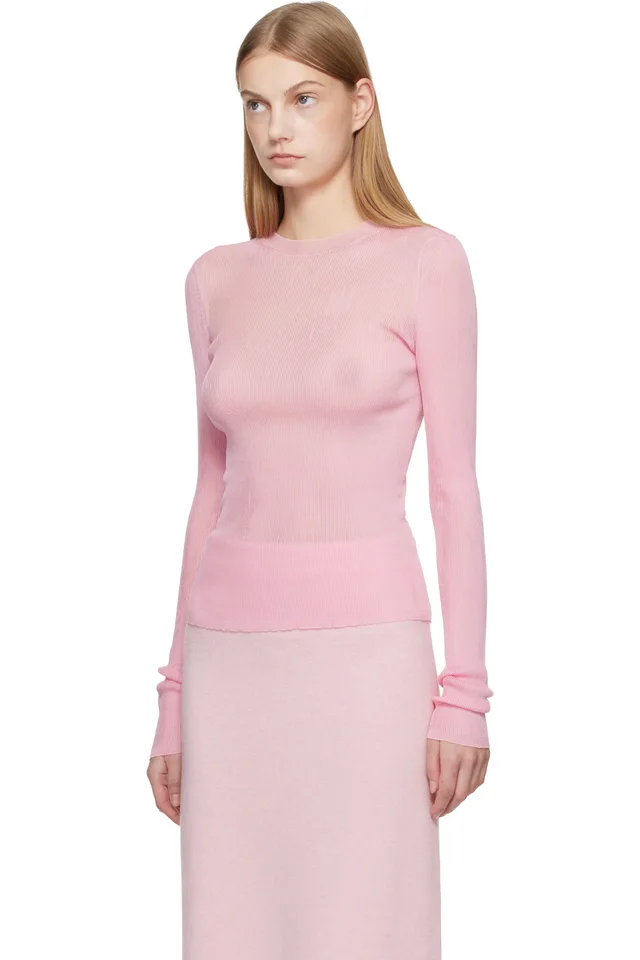 KHAITE Pink Mosi Sweater, photo 4 of 5 from SSENSE