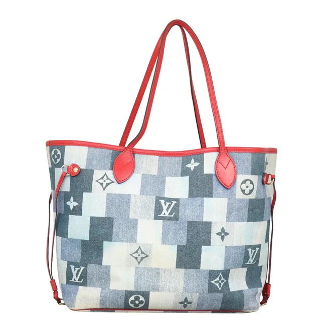 Louis Vuitton Neverfull MM Denim Rouge in Red Denim from Luxe.It.Fwd