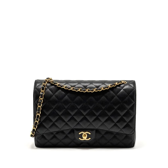 Chanel Maxi Classic Double Flap Bag Caviar Black GHW in Black Caviar leather from EMIER