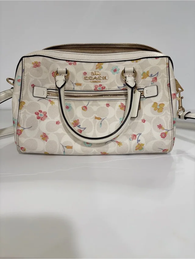 Coach Floral Cream Signature Dome Satchel in pink from Poshmark