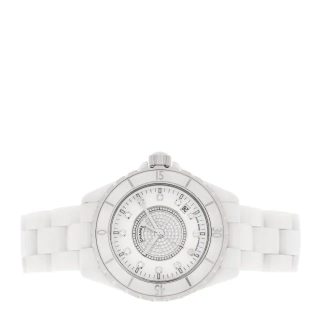 Chanel Stainless Steel Ceramic Diamond Dial 38mm J12 Automatic Watch White in White Ceramic from FASHIONPHILE, photo 2 of 4