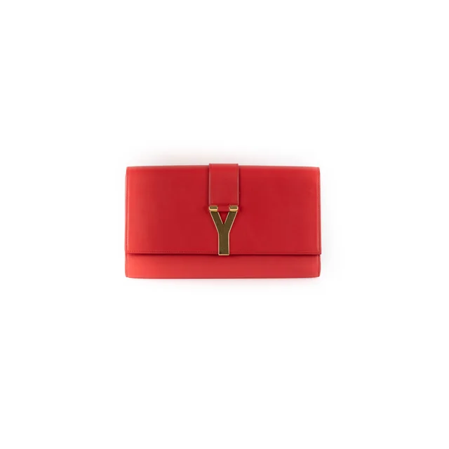 Saint Laurent Clutch Bag in Red Leather from The Purse Affair